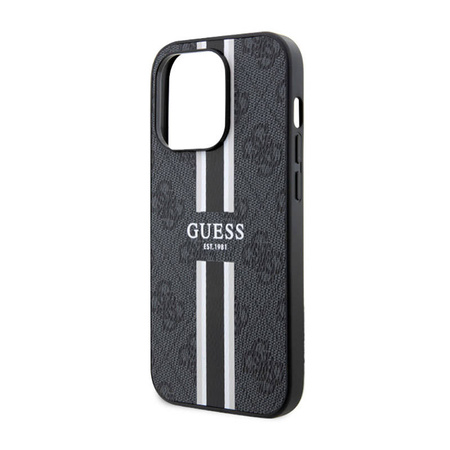 Guess 4G Printed Stripes MagSafe - Etui iPhone 14 Pro Max (Czarny) (GUHMP14XP4RPSK)