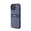DKNY Leather Mono Stripe & Metal Logo - Etui iPhone 15 / 14 / 13 (niebieski) (DKHCP15SPRTHSLB)