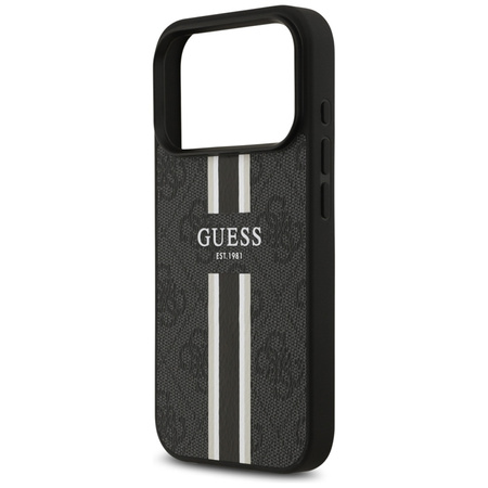 Guess 4G Printed Stripes MagSafe - Etui iPhone 17 Pro (czarny) (GUHMP17LP4RPSK)