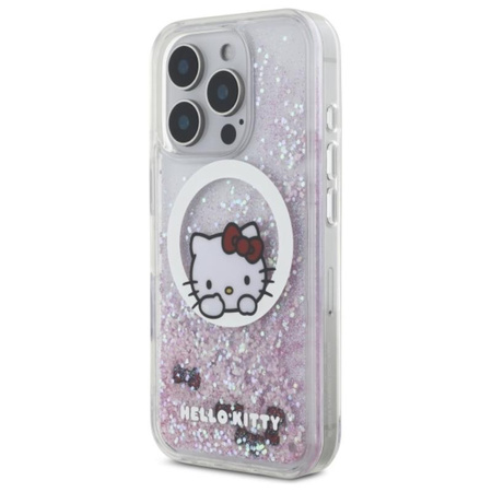 Hello Kitty Liquid Glitter Sweet Kitty Bows MagSafe - Etui iPhone 16 Pro Max (biały) (HKHMP16XLSWKH)