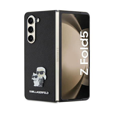 Karl Lagerfeld NFT Saffiano Karl & Choupette Pin - Etui Samsung Galaxy Z Fold 5 (czarny) (KLHCZFD5SAKCNPK)