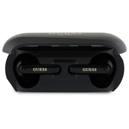 Guess Elongated Metalic Printed Logo - Słuchawki Bluetooth TWS + etui ładujące (czarny) (GUTWSC2MCDSK)
