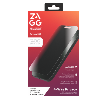 ZAGG InvisibleShield Glass Elite Privacy 360 - szkło prywatyzujące do iPhone 15 Plus / 16 Plus (4 kierunki) (200114875)