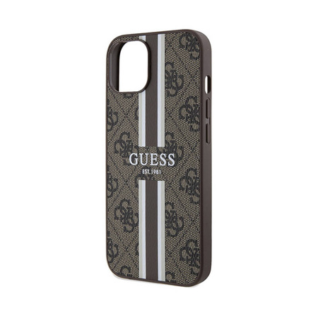 Guess 4G Printed Stripes MagSafe - Etui iPhone 15 (brązowy) (GUHMP15SP4RPSW)