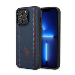 US Polo Assn Leather Stitch - Etui iPhone 14 Pro (granatowy) (USHCP14LPFAV)