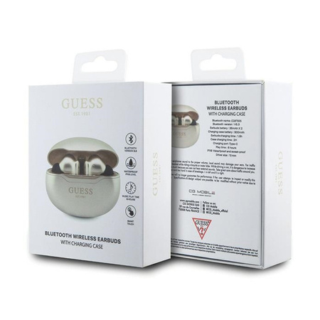 Guess True Wireless Classic EST BT5.3 - Słuchawki TWS + etui ładujące (złoty) (GUTWST50ED)