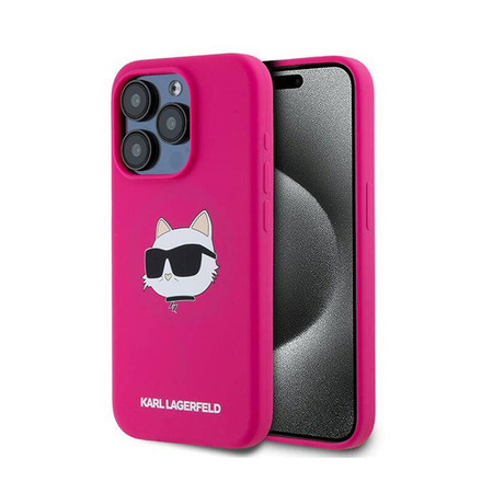 Karl Lagerfeld Silicone Choupette Head MagSafe - Etui iPhone 15 Pro (różowy) (KLHMP15LSCHPPLF)