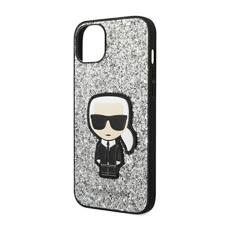 Karl Lagerfeld Glitter Flakes Ikonik - Etui iPhone 14 Plus (srebrny) (KLHCP14MGFKPG)