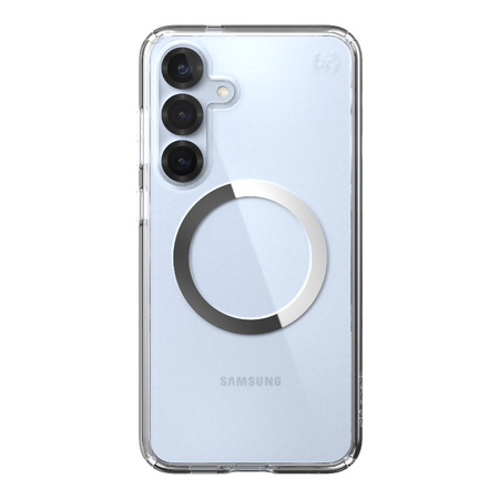 Speck Presidio Perfect-Clear Magnet - Etui Samsung Galaxy S25+ / S24+ MagSafe (Clear / Chrome Finish / Serene Silver) (150885-3199)
