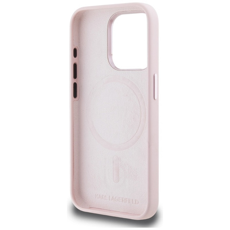 Karl Lagerfeld Silicone Shadow Metal Initial MagSafe - Etui do iPhone 15 Pro Max (różowy) (KLHMP15XSCMKMPCP)