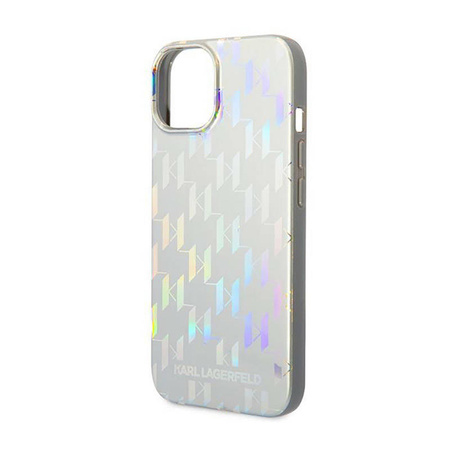 Karl Lagerfeld Monogram Iridescent - Etui iPhone 14 Plus (srebrny) (KLHCP14MLGMMSV3)