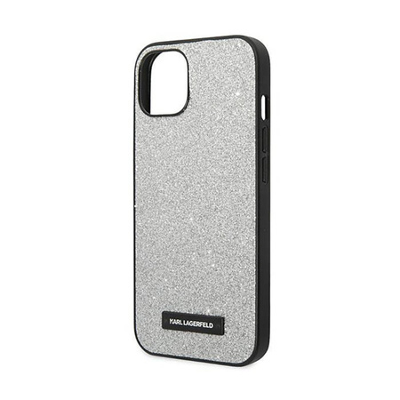 Karl Lagerfeld Glitter Plaque Logo - Etui iPhone 14 Plus (srebrny) (KLHCP14MG2ELS)