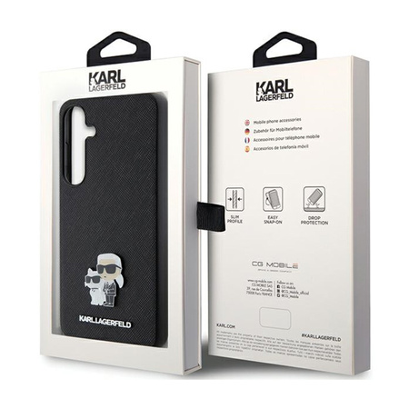 Karl Lagerfeld Saffiano Karl & Choupette Metal Pin - Etui Samsung Galaxy S24 (czarny) (KLHCS24SPSAKCMPK)