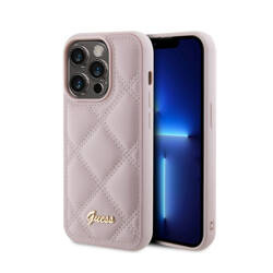 Guess Quilted Metal Logo - Etui iPhone 15 Pro Max (różowy) (GUHCP15XPSQSQSP)