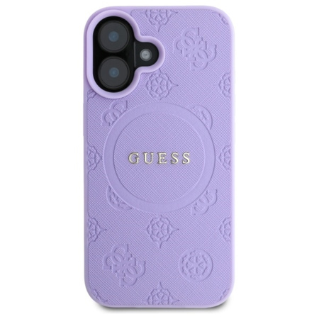 Guess Saffiano Peony Classic Logo MagSafe - Etui iPhone 16 (fioletowy) (GUHMP16SPSAPSMEU)
