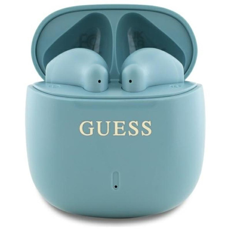 Guess Printed Classic Logo - Słuchawki Bluetooth TWS + etui ładujące (turkusowy) (GUTWSJ14ESGQ)