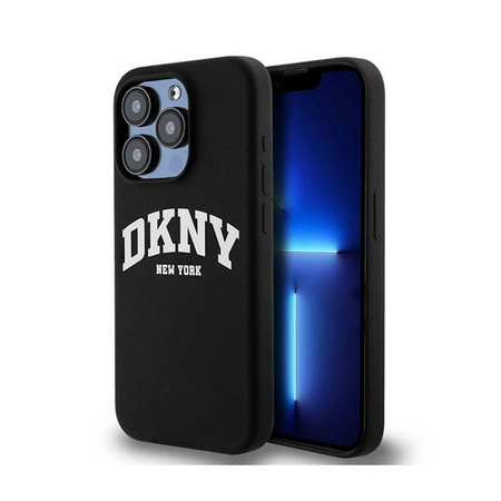 DKNY Liquid Silicone White Printed Logo MagSafe - Etui iPhone 13 Pro (czarny) (DKHMP13LSNYACH)