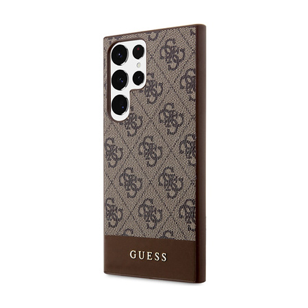 Guess 4G Bottom Stripe Metal Logo Collection - Etui Samsung Galaxy S24 Ultra (brązowy) (GUHCS24LG4GLBR)