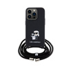 Karl Lagerfeld Crossbody Saffiano Metal Pin Karl & Choupette - Etui iPhone 15 Pro (czarny) (KLHCP15LSAKCPSK)