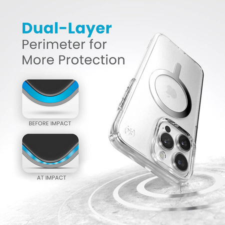 Speck Presidio Perfect-Clear MagSafe - Etui iPhone 15 Pro Max (Clear / Chrome Finish / Serene Silver) (150571-3240)