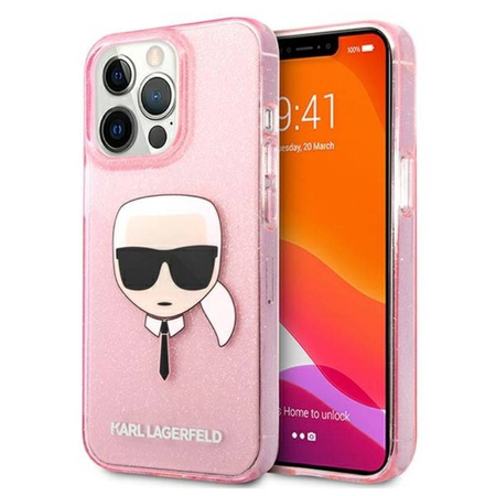 Karl Lagerfeld Karl’s Head Glitter - Etui iPhone 13 Pro Max (różowy) (KLHCP13XKHTUGLP)