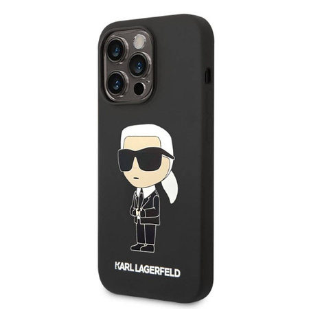 Karl Lagerfeld Silicone NFT Ikonik MagSafe - Etui iPhone 14 Pro (czarny) (KLHMP14LSNIKBCK)