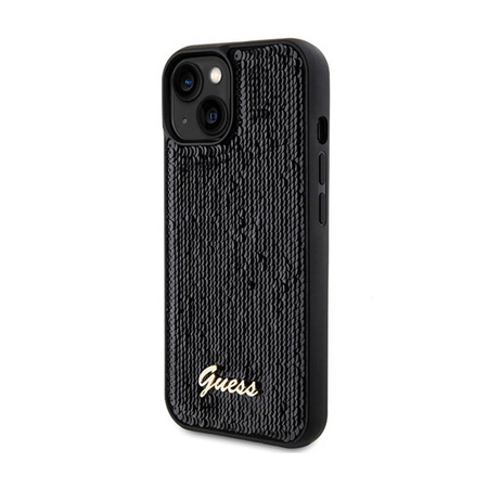 Guess Sequin Script Metal - Etui iPhone 14 (czarny) (GUHCP14SPSFDGSK)