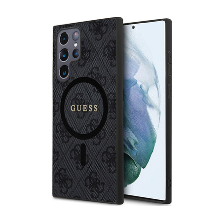 Guess 4G Collection Leather Metal Logo MagSafe - Etui Samsung Galaxy S24 Ultra (czarny) (GUHMS24LG4GFRK)