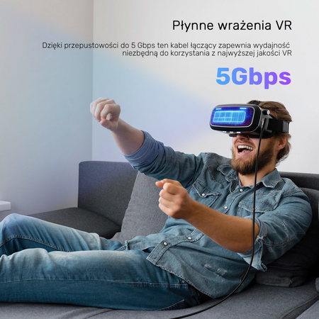Unitek Kabel VR Link Pro USB-C do C obsługuje 5Gps i 60W (C14094ABK01-5M)