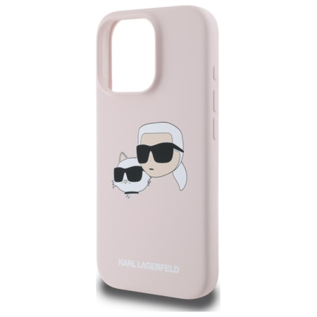 Karl Lagerfeld Silicone Double Heads Print MagSafe - Etui iPhone 16 Pro (różowy) (KLHMP16LSKCHPPLP)