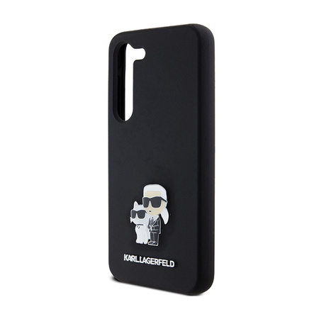 Karl Lagerfeld Silicone Karl & Choupette Metal Pin - Etui Samsung Galaxy S24 (czarny) (KLHCS24SSMHKCNPK)