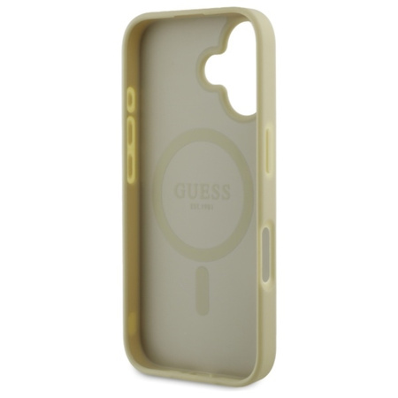 Guess Saffiano Peony Classic Logo MagSafe - Etui iPhone 16 (złoty) (GUHMP16SPSAPSMED)