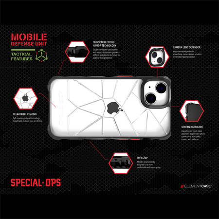 Element Case Special Ops X5 - Pancerne etui iPhone 14 (Mil-Spec Drop Protection) (Clear/Black) (EMT-322-262FQ-02)