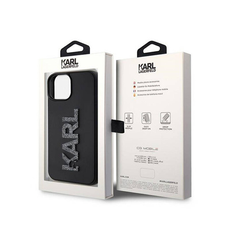 Karl Lagerfeld 3D Rubber Glitter Logo - Etui iPhone 15 (czarny) (KLHCP15S3DMBKCK)
