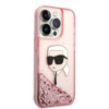 Karl Lagerfeld Liquid Glitter NFT Karl's Head - Etui iPhone 14 Pro (różowy) (KLHCP14LLNKHCP)