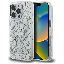 Karl Lagerfeld IML Karl Script Pattern MagSafe - Etui iPhone 16 Pro Max (biały) (KLHMP16XHMSPUSH)