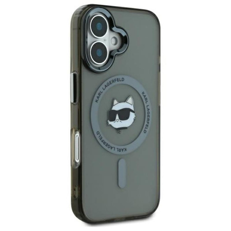Karl Lagerfeld IML Metal Choupette Head MagSafe - Etui iPhone 16 (czarny) (KLHMP16SHLSCHK)