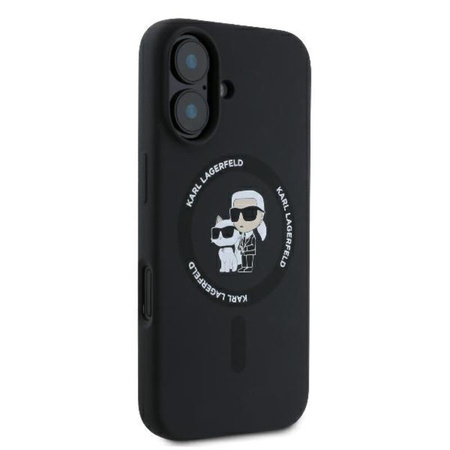 Karl Lagerfeld Silicone Karl & Choupette Ring MagSafe - Etui iPhone 16 Plus (czarny) (KLHMP16MSCMKCRHK)