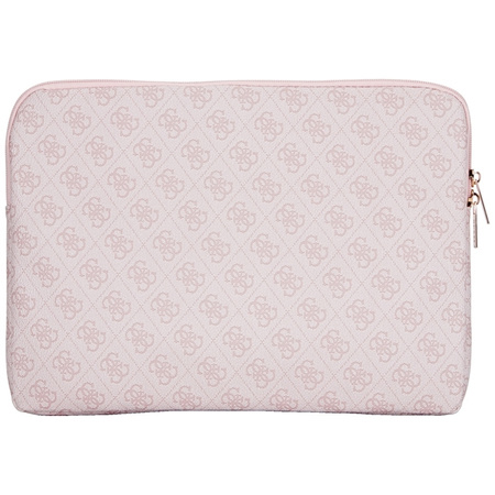Guess 4G Zipper Pocket Triangle Logo Sleeve - Etui na notebooka 14" (różowy) (GUCS14ZP4DPTP)