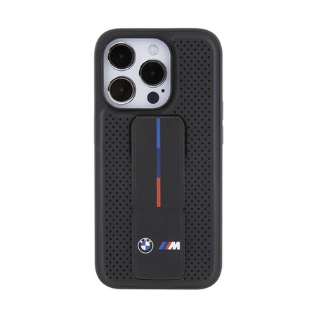 BMW Grip Stand Smooth & Perforated - Etui iPhone 15 Pro (czarny) (BMHCP15LGSPPRK)