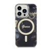 Guess Golden Marble MagSafe - Etui iPhone 14 Pro Max (Czarny) (GUHMP14XHTMRSK)