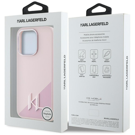 Karl Lagerfeld Silicone Shadow Metal Initial MagSafe - Etui do iPhone 15 Pro Max (różowy) (KLHMP15XSCMKMPCP)