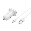 Borofone - ładowarka samochodowa USB z QC3.0 i kablem micro USB w zestawie, biały (BFO-BZ12A-M-W)