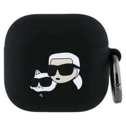 Karl Lagerfeld Silicone Karl & Choupette Head 3D - Etui AirPods 4 (czarny) (KLA4RUNKCHK)