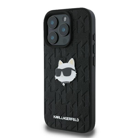 Karl Lagerfeld Monogram Choupette Head Pin - Etui iPhone 16 Pro (czarny) (KLHCP16LPGKLCHPK)