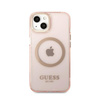 Guess Gold Outline Translucent MagSafe - Etui iPhone 13 (różowy) (GUHMP13MHTCMP)