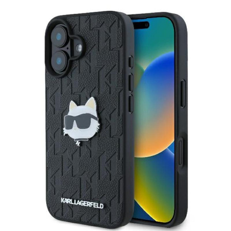 Karl Lagerfeld Monogram Choupette Head Pin - Etui iPhone 16 (czarny) (KLHCP16SPGKLCHPK)