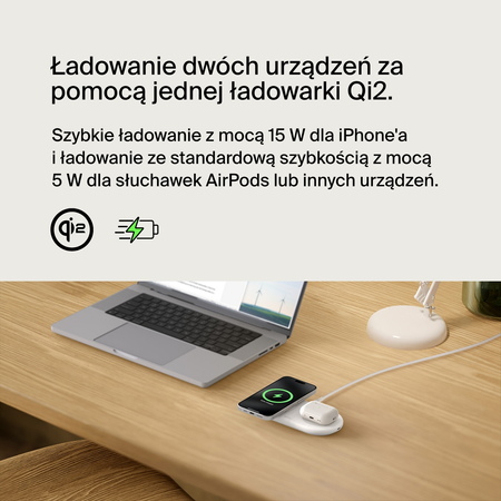 Belkin Bezprzewodowa podkładka ładująca Qi2 15W - biała (WIZ021VFWH)