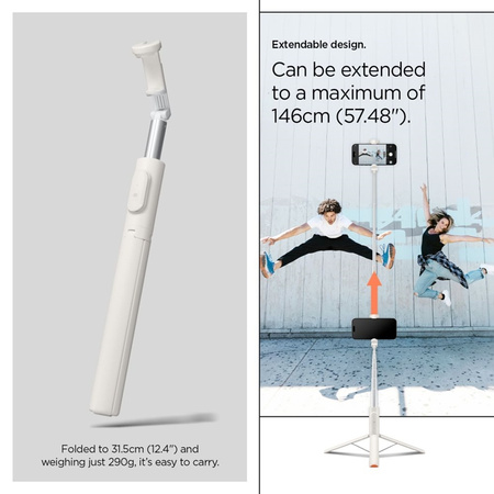 Spigen S541W Bluetooth Selfie Stick Tripod - Statyw na smartfon / uchwyt selfie stick (Dune Beige) (AMP09337)