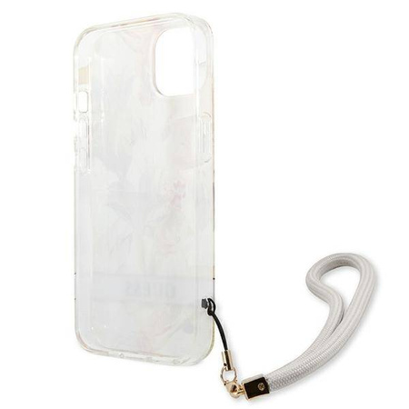Guess Flower Cord - Etui ze smyczką iPhone 13 mini (Purple) (GUHCP13SHFLSU)